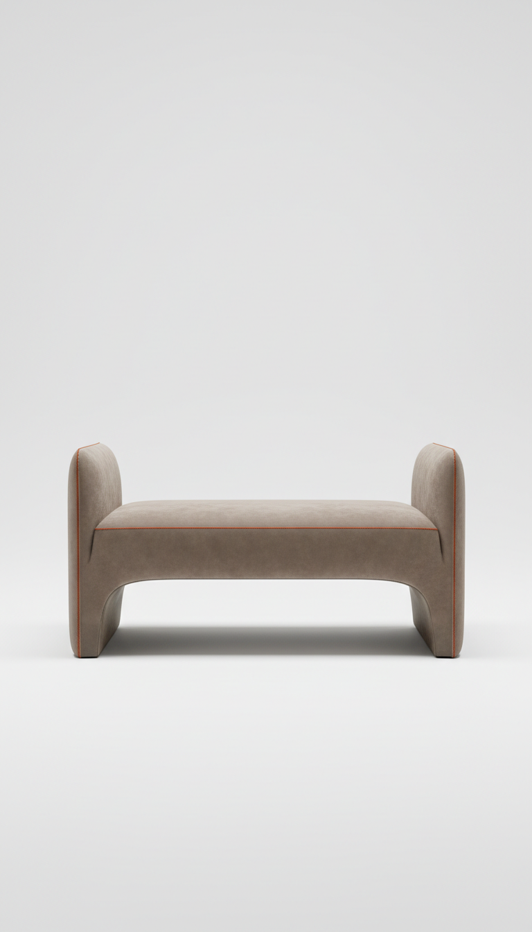 Taupe Suede Accent Bench